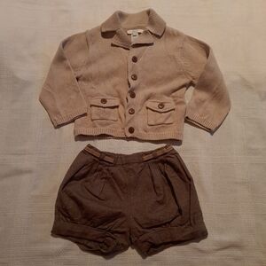 Jacadi girls 23 months sweater with 18 months bubble shorts, euc